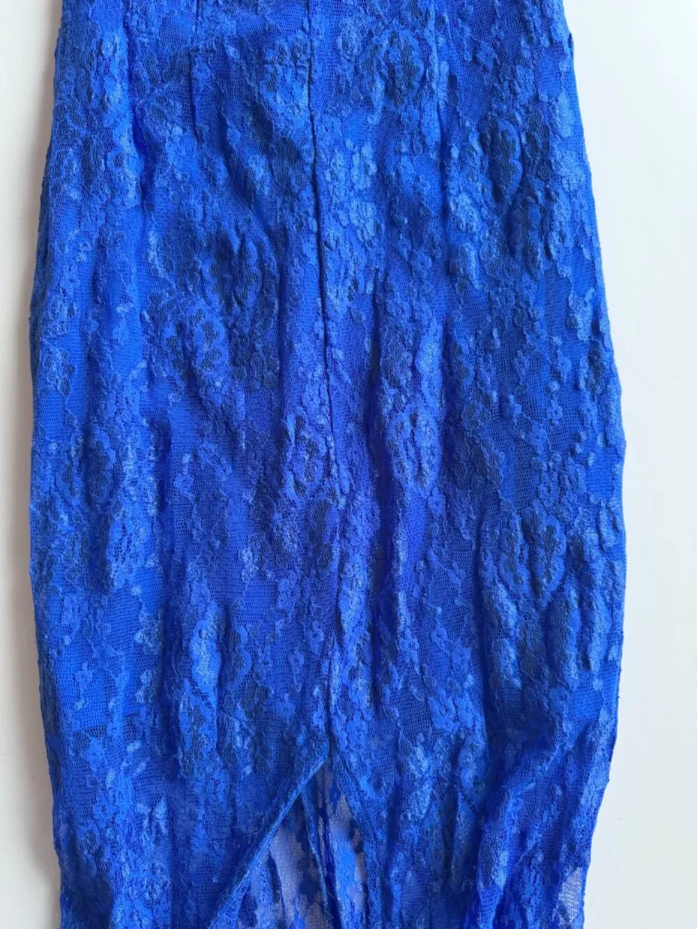 Vintage 00's LE CHATEAU Royal Blue Stretch Lace Fish Tail Maxi Dress, Size XS - Picture 7 of 11